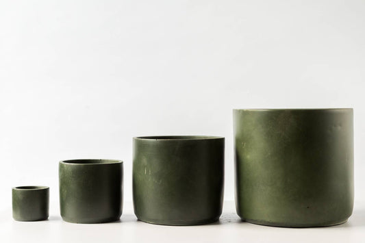 Hand-cast Dark Olive Plant Pot
