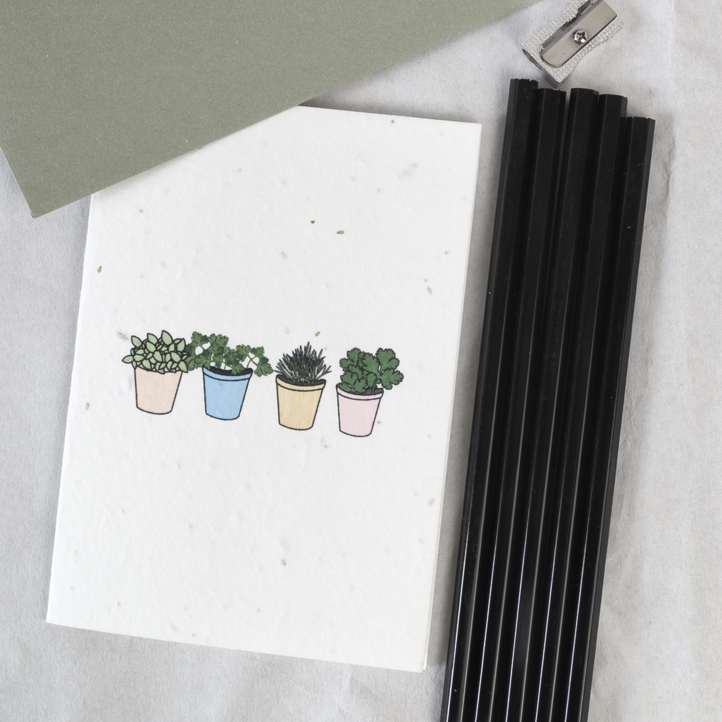 Kitchen Herb Pots Greetings Card on Biodegradable Paper